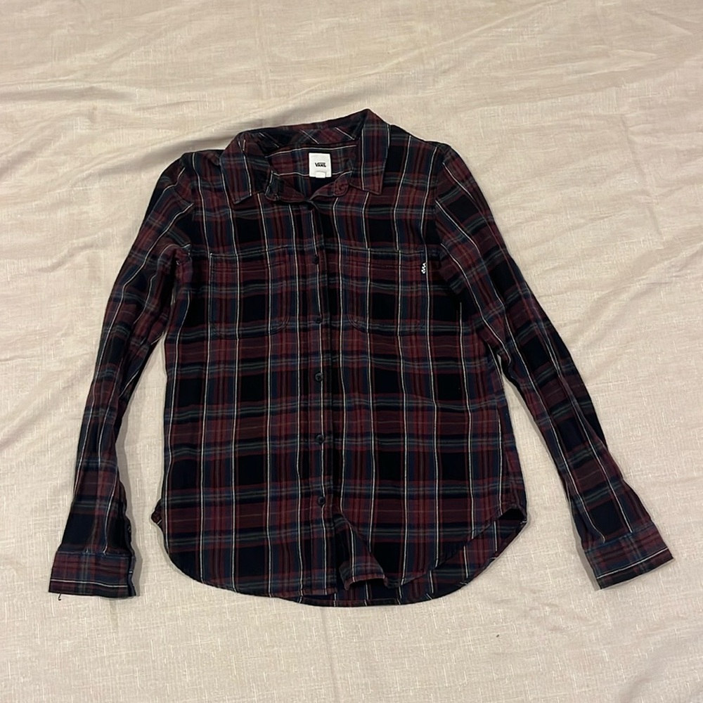 Violet Red and Black Vans Button Up Flannel